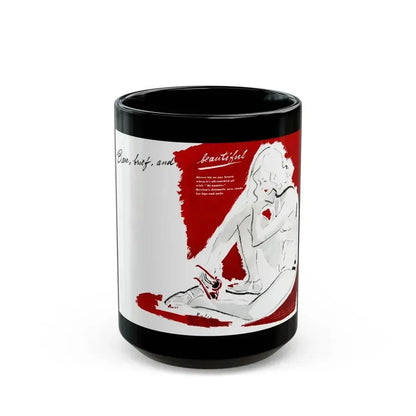 Base, brief, and beautiful, Fashion Illustration, 1945 - Black Coffee Mug 15oz - Go Mug Yourself
