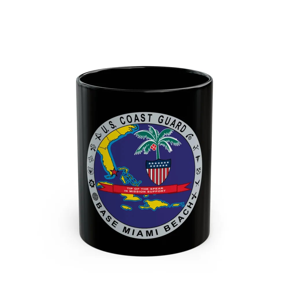 Base Miami Beach (U.S. Coast Guard) Black Coffee Mug-11oz-Go Mug Yourself