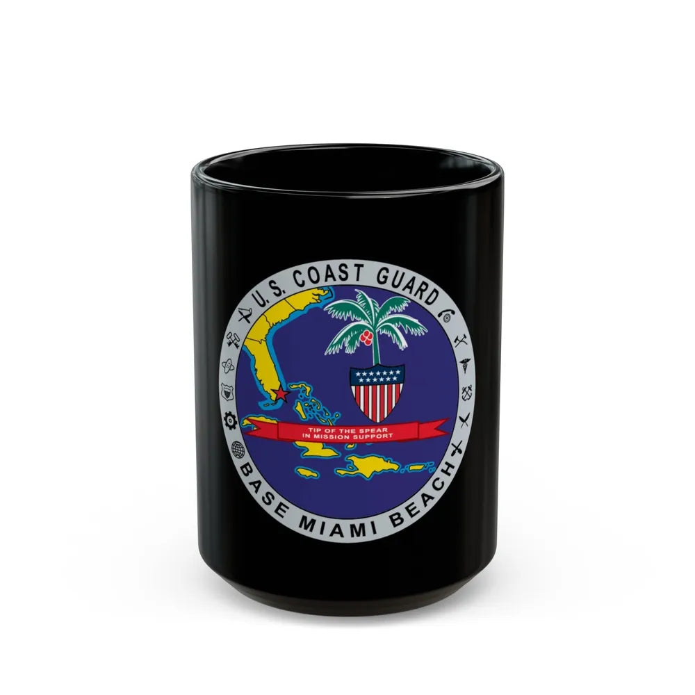 Base Miami Beach (U.S. Coast Guard) Black Coffee Mug-15oz-Go Mug Yourself