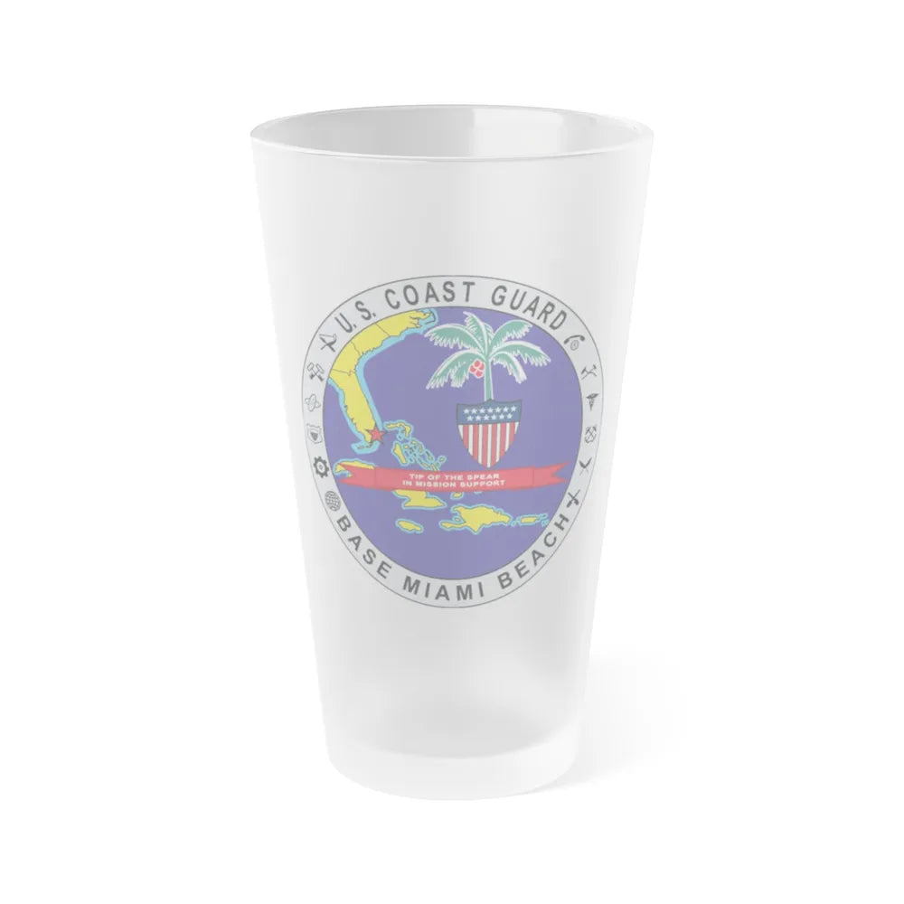 Base Miami Beach (U.S. Coast Guard) Frosted Pint Glass 16oz-Go Mug Yourself