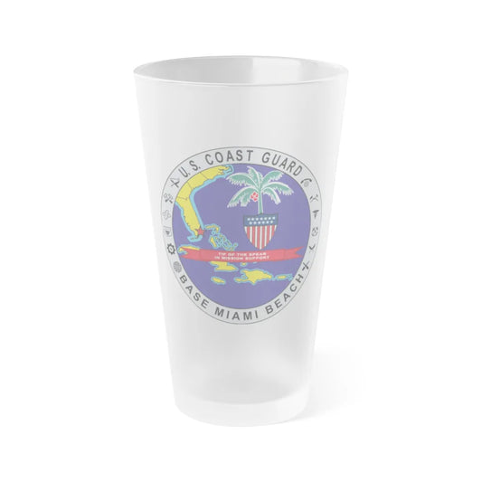 Base Miami Beach (U.S. Coast Guard) Frosted Pint Glass 16oz-Go Mug Yourself