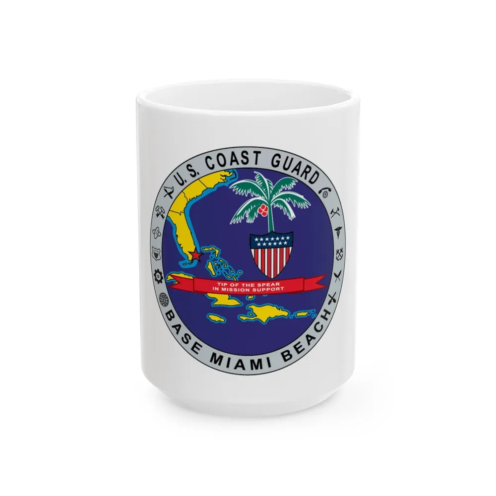 Base Miami Beach (U.S. Coast Guard) White Coffee Mug-15oz-Go Mug Yourself