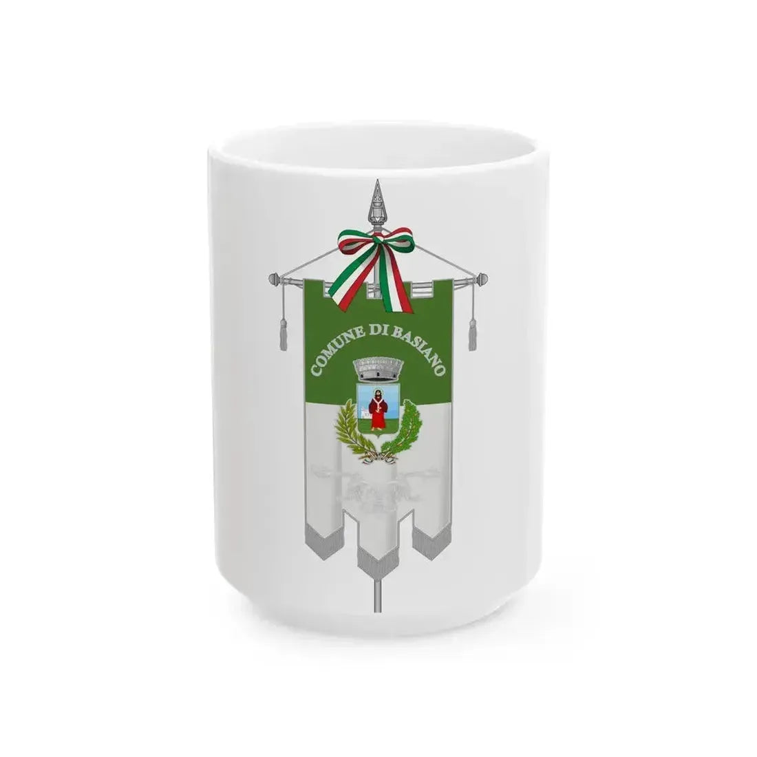 Basiano-Gonfalone (Italy) White Coffee Mug 15oz - Go Mug Yourself