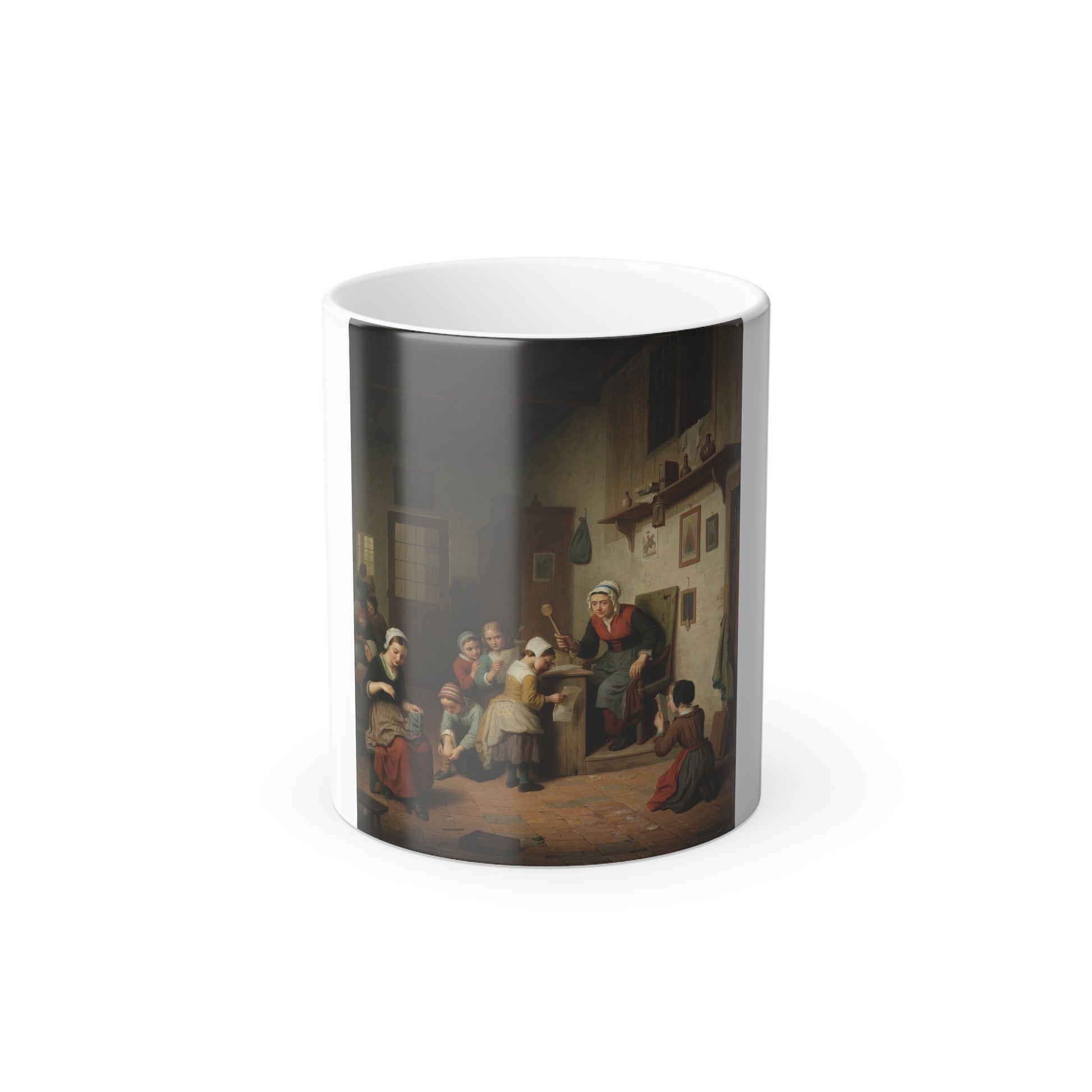 Basile de Loose (1809-1885) The Schoolroom - Oil on Canvas 1861 - Color Changing Mug 11oz-11oz-Go Mug Yourself