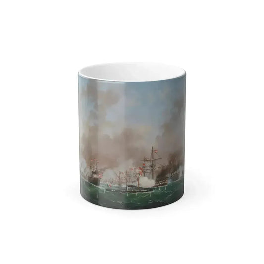 Basilio Ivankovic (1815-1898) Naval Battle of Lissa on 20 July 1866 - Oil on Canvas 1866 - Color Changing Mug 11oz 11oz - Go Mug Yourself