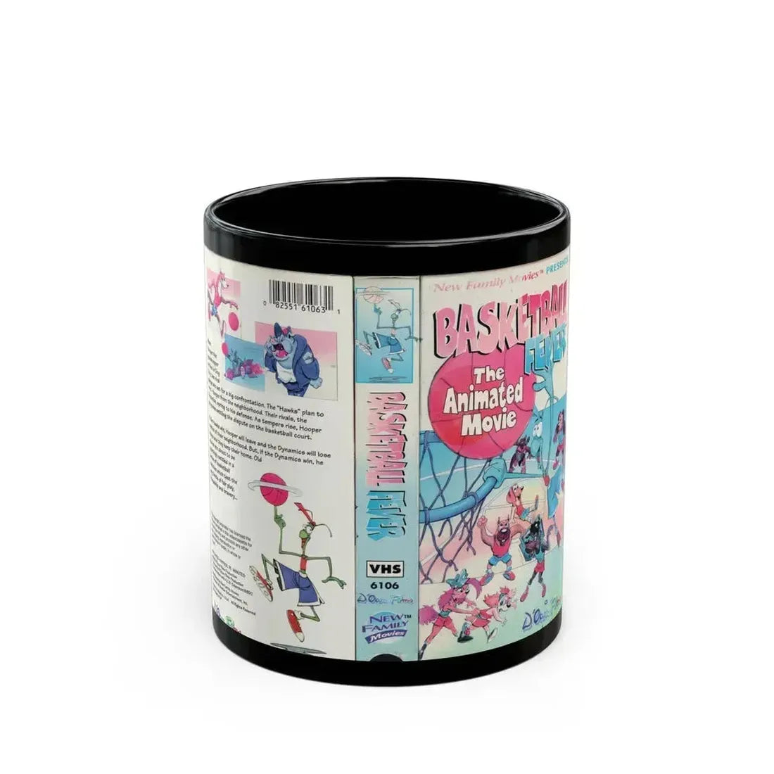 BASKETBALL FEVER THE ANIMATED MOVIE (VHS COVER) - Black Coffee Mug 11oz - Go Mug Yourself