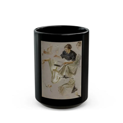 Basting the Turkey, Saturday Evening Post cover study, 1912 - Black Coffee Mug 15oz - Go Mug Yourself