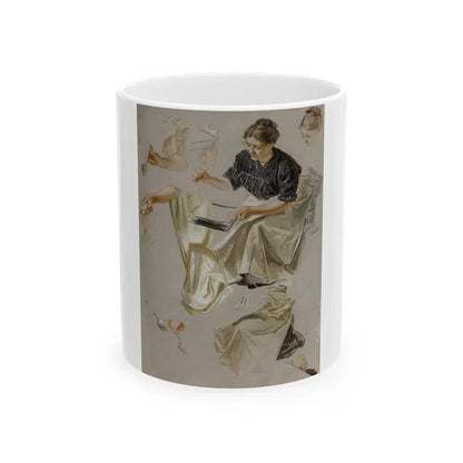 Basting the Turkey, Saturday Evening Post cover study, 1912 - White Coffee Mug 11oz - Go Mug Yourself