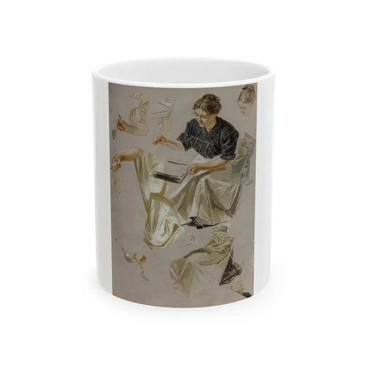 Basting the Turkey, Saturday Evening Post cover study, 1912 - White Coffee Mug 11oz - Go Mug Yourself