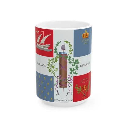 Bataillon des Feuillants flag (France) White Coffee Mug 15oz - Go Mug Yourself