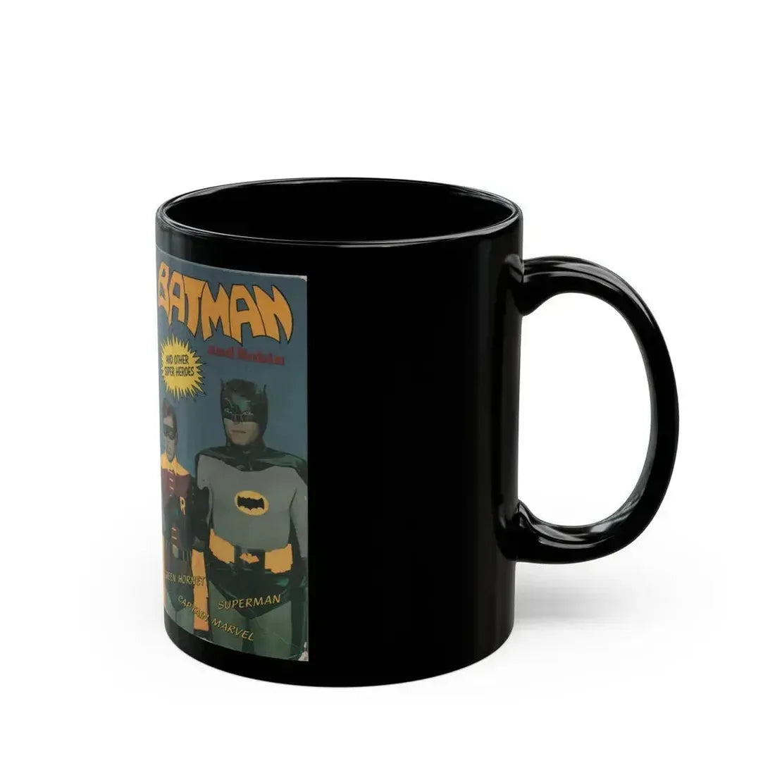 BATMAN AND ROBIN AND OTHER SUPER HEROES (VHS COVER) - Black Coffee Mug - Go Mug Yourself