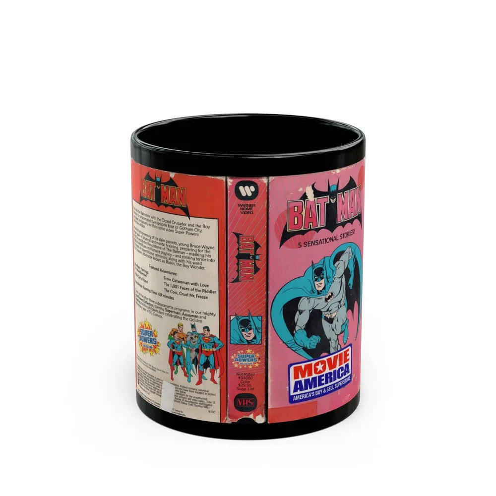 BATMAN SUPER POWERS COLLECTION (VHS COVER) - Black Coffee Mug-11oz-Go Mug Yourself