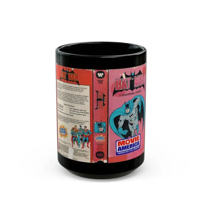 BATMAN SUPER POWERS COLLECTION (VHS COVER) - Black Coffee Mug 15oz - Go Mug Yourself
