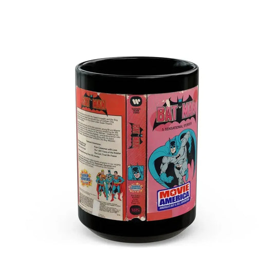 BATMAN SUPER POWERS COLLECTION (VHS COVER) - Black Coffee Mug 15oz - Go Mug Yourself