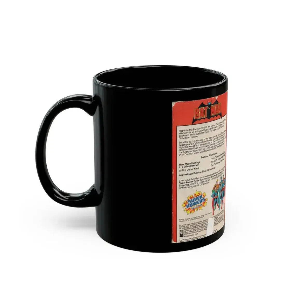 BATMAN SUPER POWERS COLLECTION (VHS COVER) - Black Coffee Mug - Go Mug Yourself