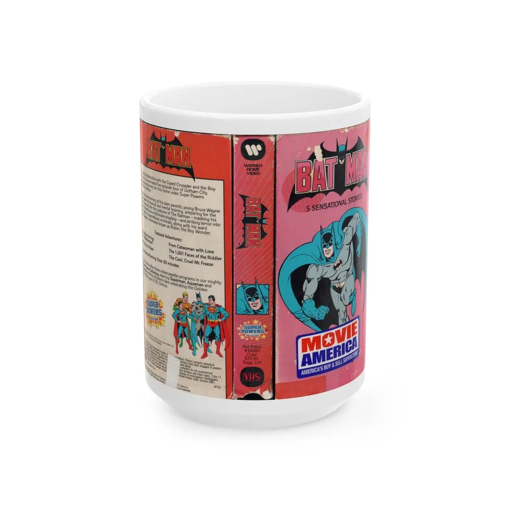 BATMAN SUPER POWERS COLLECTION (VHS COVER) - White Coffee Mug-15oz-Go Mug Yourself