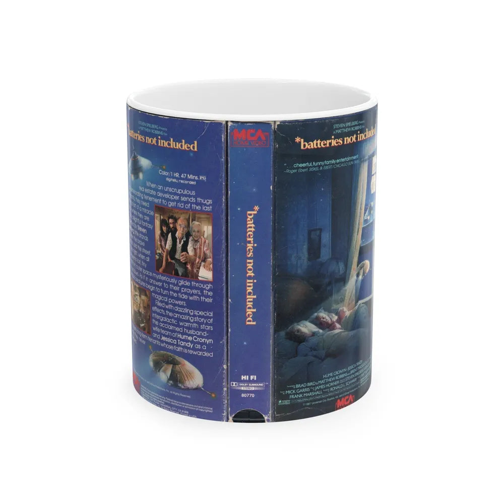 BATTERIES NOT INCLUDED (VHS COVER) - White Coffee Mug-11oz-Go Mug Yourself