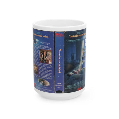 BATTERIES NOT INCLUDED (VHS COVER) - White Coffee Mug-15oz-Go Mug Yourself