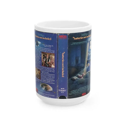 BATTERIES NOT INCLUDED (VHS COVER) - White Coffee Mug 15oz - Go Mug Yourself