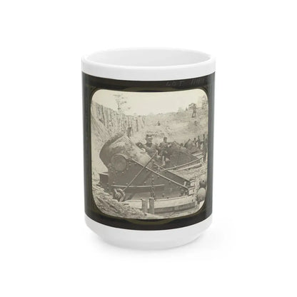 Battery No. 4 Near Yorktown Mounting Ten 13 Inch Mortars Each Weighing 20,000 Pounds. South End (U.S. Civil War) White Coffee Mug 15oz - Go Mug Yourself