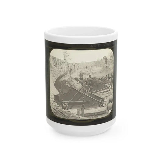 Battery No. 4 Near Yorktown Mounting Ten 13 Inch Mortars Each Weighing 20,000 Pounds. South End (U.S. Civil War) White Coffee Mug 15oz - Go Mug Yourself