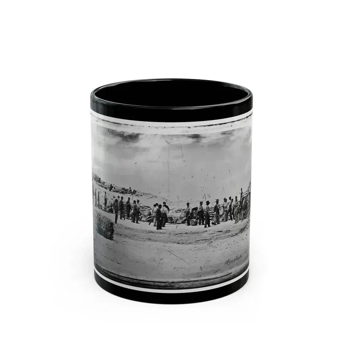 Battery Reynolds. Five 10-Inch Siege Mortars Against Wagner (U.S. Civil War) Black Coffee Mug 11oz - Go Mug Yourself