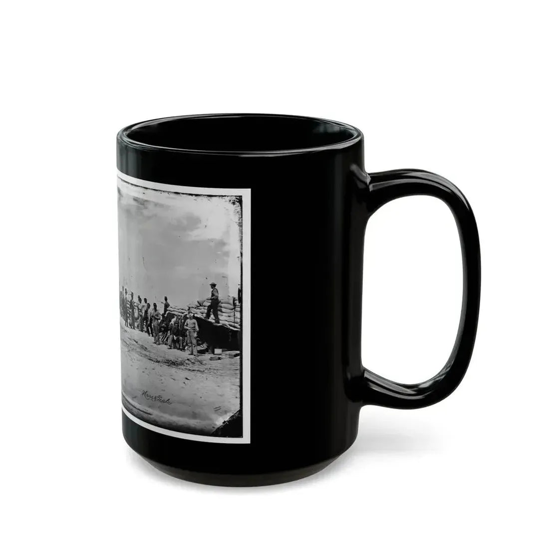 Battery Reynolds. Five 10-Inch Siege Mortars Against Wagner (U.S. Civil War) Black Coffee Mug - Go Mug Yourself