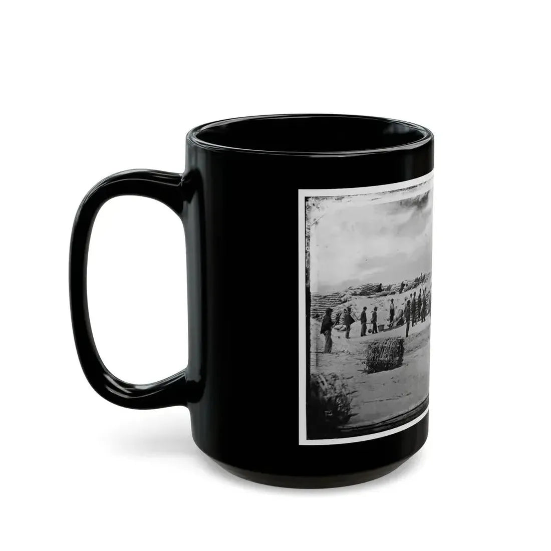 Battery Reynolds. Five 10-Inch Siege Mortars Against Wagner (U.S. Civil War) Black Coffee Mug - Go Mug Yourself