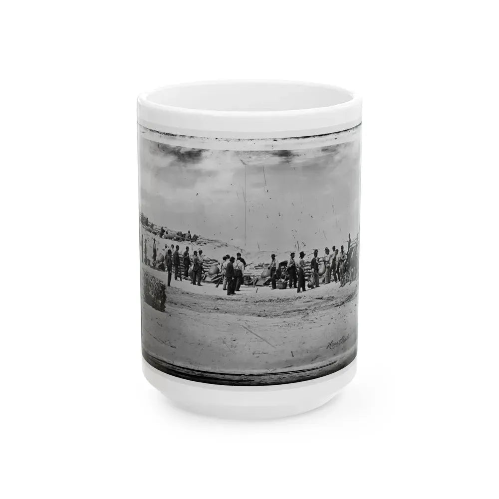 Battery Reynolds. Five 10-Inch Siege Mortars Against Wagner (U.S. Civil War) White Coffee Mug 15oz - Go Mug Yourself