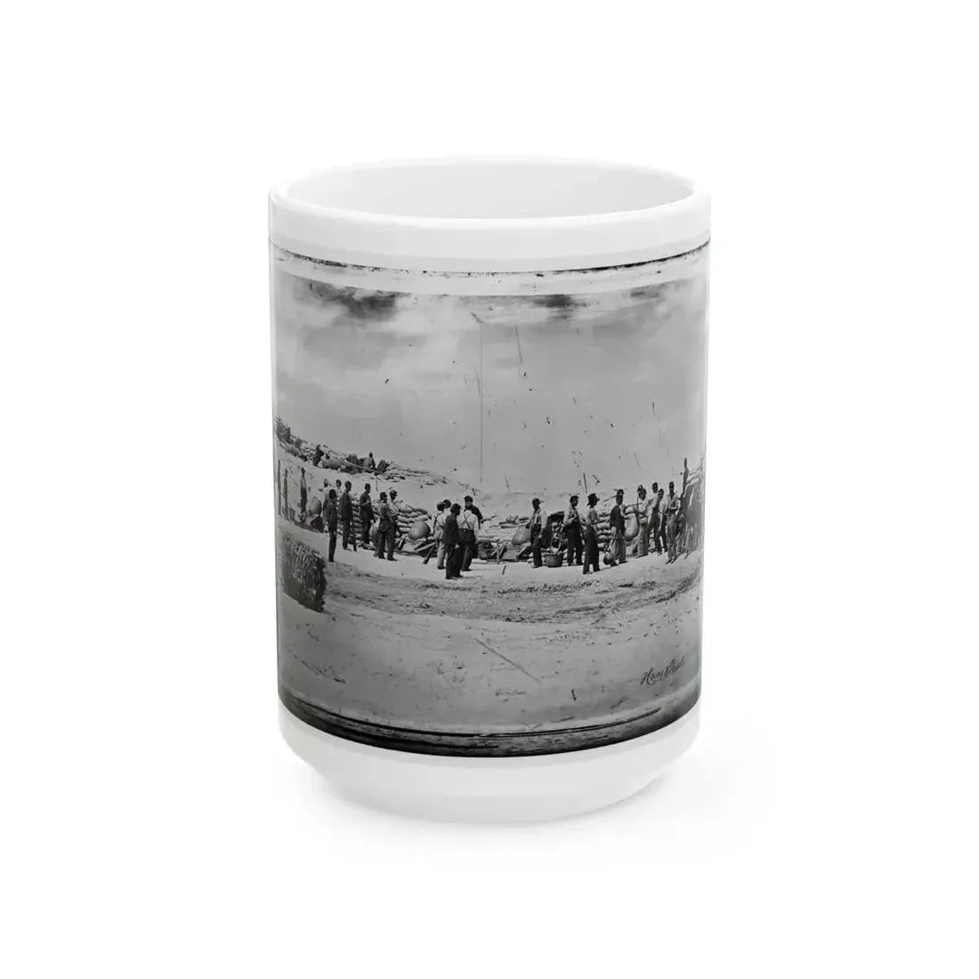 Battery Reynolds. Five 10-Inch Siege Mortars Against Wagner (U.S. Civil War) White Coffee Mug 15oz - Go Mug Yourself