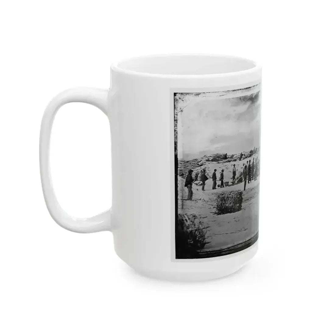Battery Reynolds. Five 10-Inch Siege Mortars Against Wagner (U.S. Civil War) White Coffee Mug - Go Mug Yourself