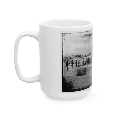 Battery Reynolds. Five 10-Inch Siege Mortars Against Wagner (U.S. Civil War) White Coffee Mug - Go Mug Yourself