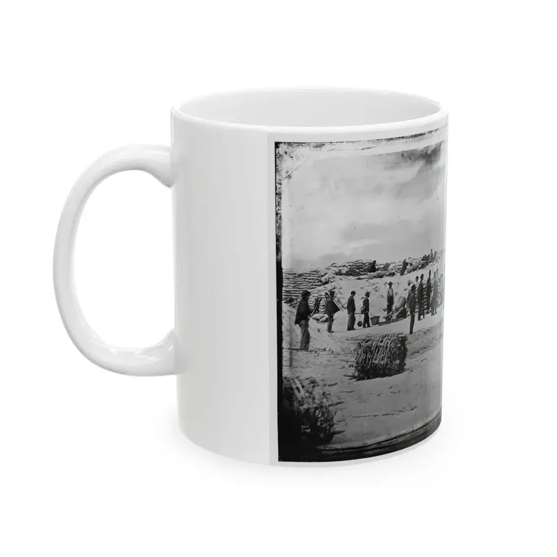 Battery Reynolds. Five 10-Inch Siege Mortars Against Wagner (U.S. Civil War) White Coffee Mug - Go Mug Yourself