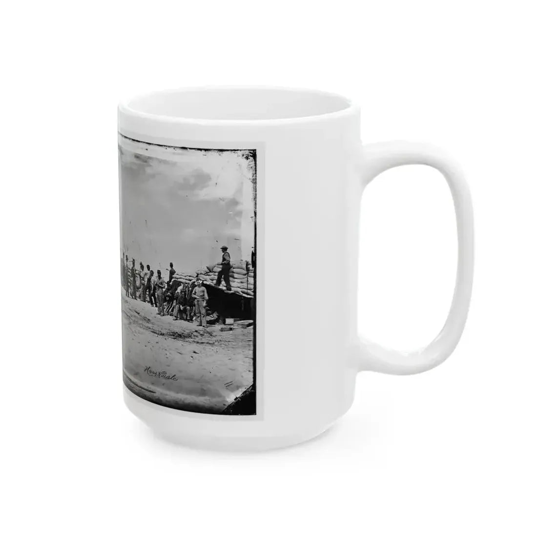 Battery Reynolds. Five 10-Inch Siege Mortars Against Wagner (U.S. Civil War) White Coffee Mug - Go Mug Yourself