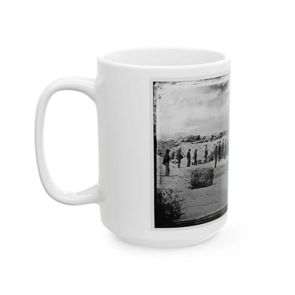 Battery Reynolds. Five 10-Inch Siege Mortars Against Wagner (U.S. Civil War) White Coffee Mug-Go Mug Yourself