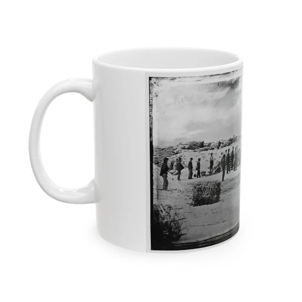 Battery Reynolds. Five 10-Inch Siege Mortars Against Wagner (U.S. Civil War) White Coffee Mug-Go Mug Yourself