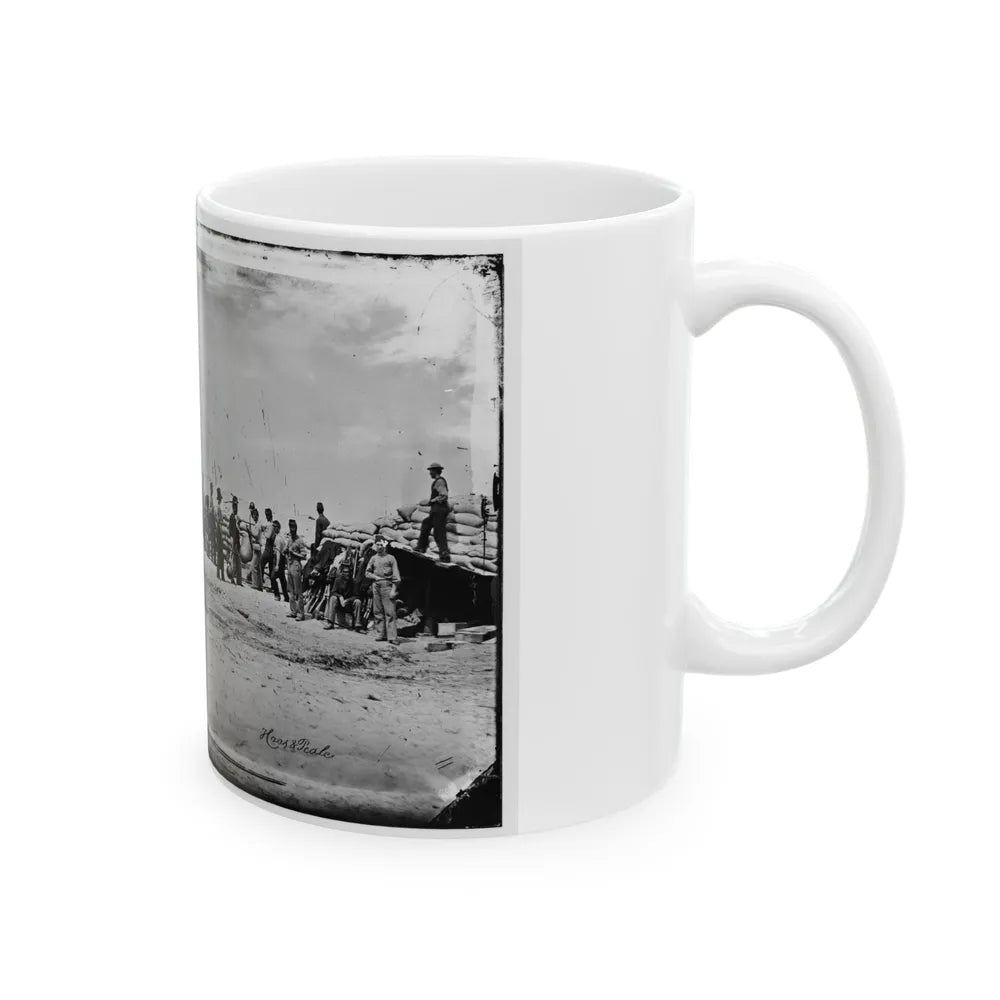 Battery Reynolds. Five 10-Inch Siege Mortars Against Wagner (U.S. Civil War) White Coffee Mug-Go Mug Yourself