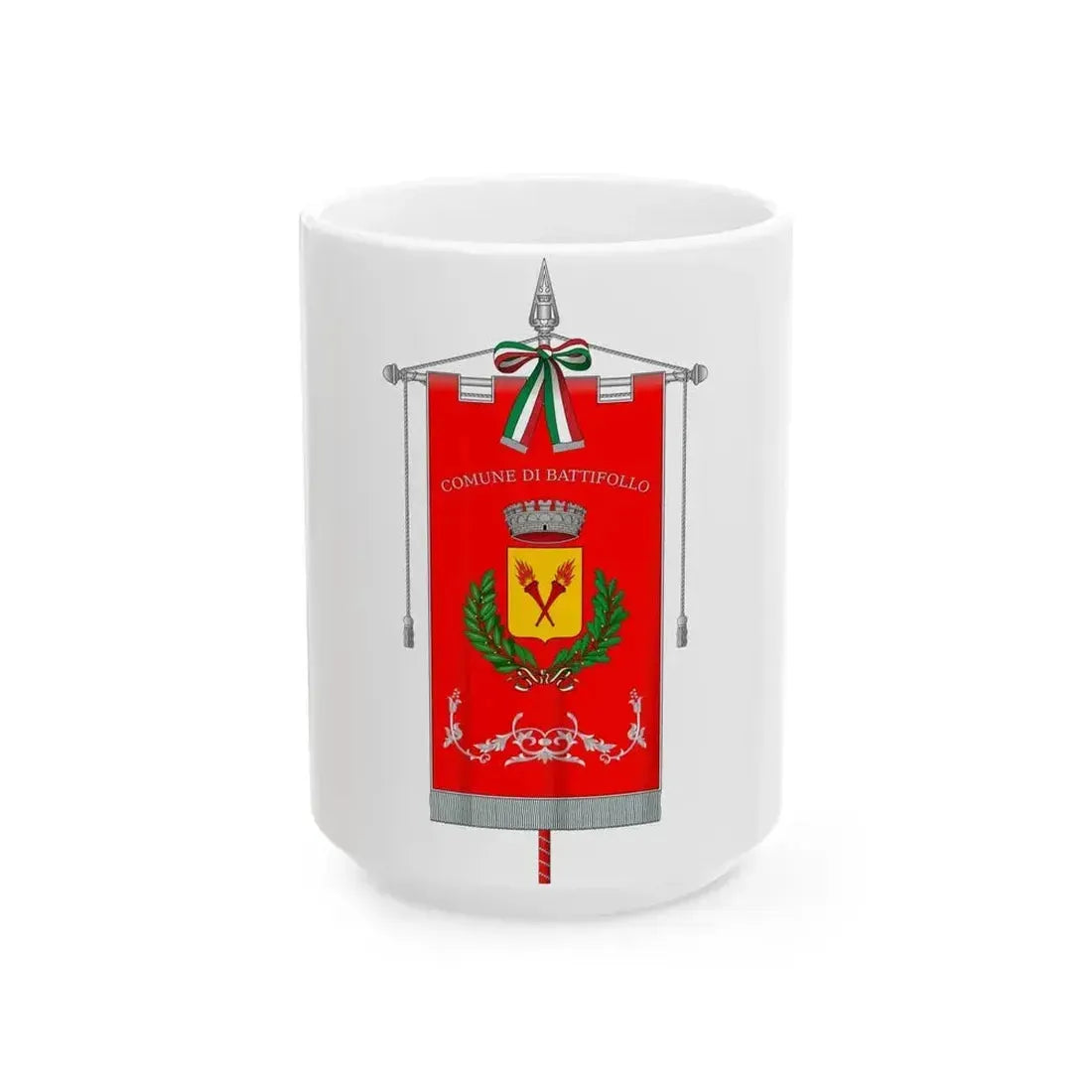 Battifollo-Gonfalone (Italy) White Coffee Mug 15oz - Go Mug Yourself