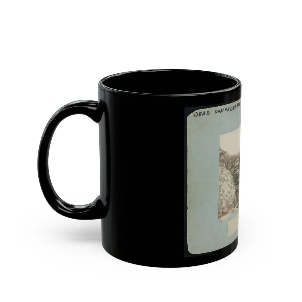 Battle-Field Of Gettysburg-Dead Confederate Sharpshooter At Foot Of Little Round Top I.E., Devil's Den (U.S. Civil War) Black Coffee Mug-Go Mug Yourself