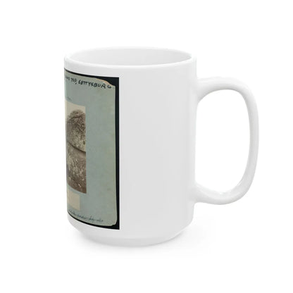 Battle-Field Of Gettysburg-Dead Confederate Sharpshooter At Foot Of Little Round Top I.E., Devil's Den (U.S. Civil War) White Coffee Mug-Go Mug Yourself