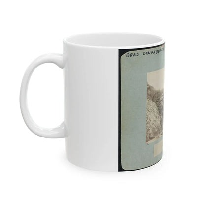 Battle-Field Of Gettysburg-Dead Confederate Sharpshooter At Foot Of Little Round Top I.E., Devil's Den (U.S. Civil War) White Coffee Mug-Go Mug Yourself