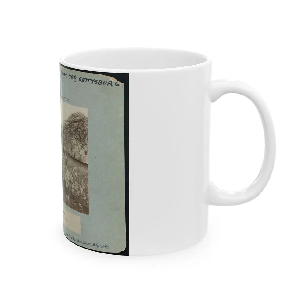 Battle-Field Of Gettysburg-Dead Confederate Sharpshooter At Foot Of Little Round Top I.E., Devil's Den (U.S. Civil War) White Coffee Mug-Go Mug Yourself