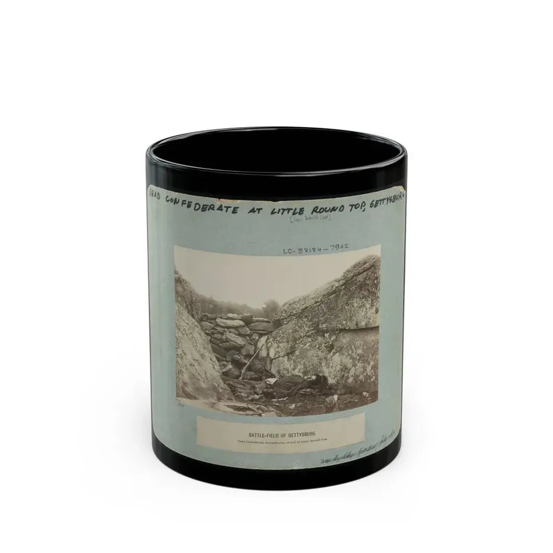 Battle-Field Of Gettysburg--Dead Confederate Sharpshooter At Foot Of Little Round Top I.E., Devil's Den (U.S. Civil War) Black Coffee Mug 11oz - Go Mug Yourself