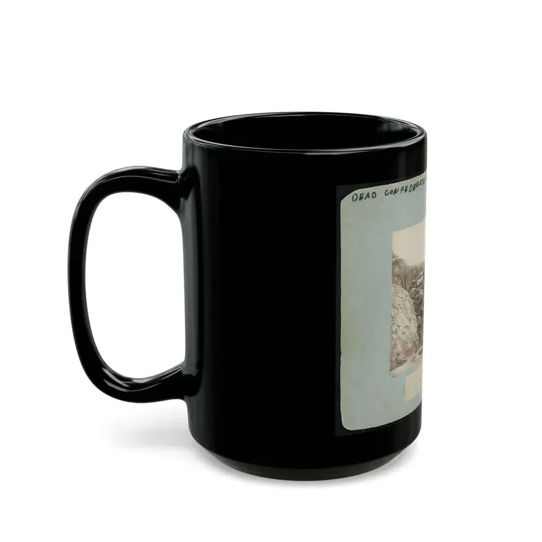Battle-Field Of Gettysburg--Dead Confederate Sharpshooter At Foot Of Little Round Top I.E., Devil's Den (U.S. Civil War) Black Coffee Mug - Go Mug Yourself