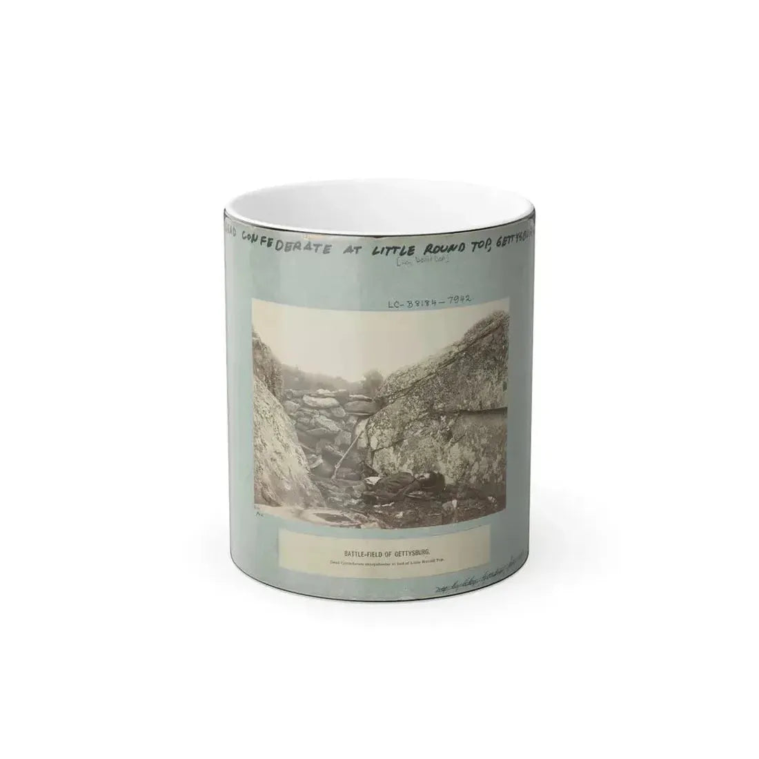 Battle-Field of Gettysburg--Dead Confederate Sharpshooter at Foot of Little Round Top I.E., Devil's Den (U.S. Civil War) Color Changing Coffee Mug 11oz Default Title - Go Mug Yourself