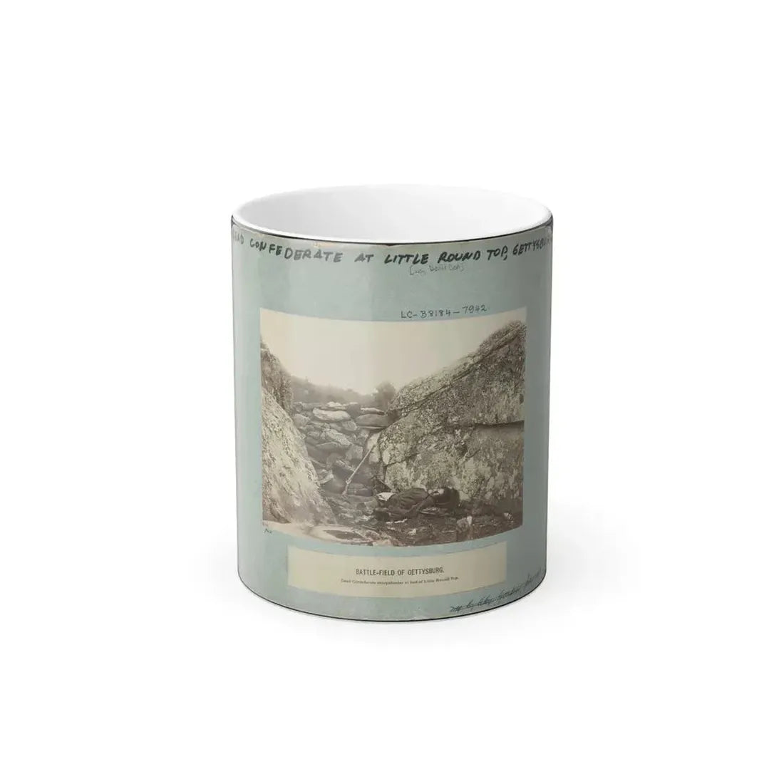 Battle-Field of Gettysburg--Dead Confederate Sharpshooter at Foot of Little Round Top I.E., Devil's Den (U.S. Civil War) Color Changing Coffee Mug 11oz - Go Mug Yourself