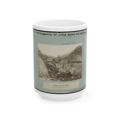 Battle-Field Of Gettysburg--Dead Confederate Sharpshooter At Foot Of Little Round Top I.E., Devil's Den (U.S. Civil War) White Coffee Mug 15oz - Go Mug Yourself