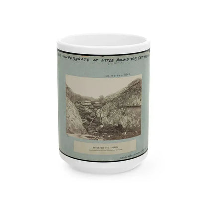 Battle-Field Of Gettysburg--Dead Confederate Sharpshooter At Foot Of Little Round Top I.E., Devil's Den (U.S. Civil War) White Coffee Mug 15oz - Go Mug Yourself