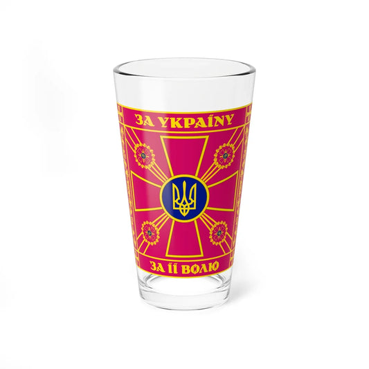 Battle flag of the military unit of the Armed Forces of Ukraine Obverse (Ukraine) Pint Glass 16oz 16oz - Go Mug Yourself
