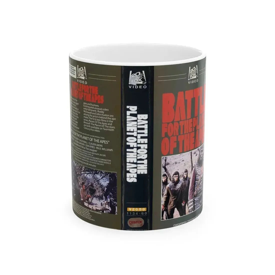 BATTLE FOR THE PLANET OF THE APES (VHS COVER) - White Coffee Mug 11oz - Go Mug Yourself